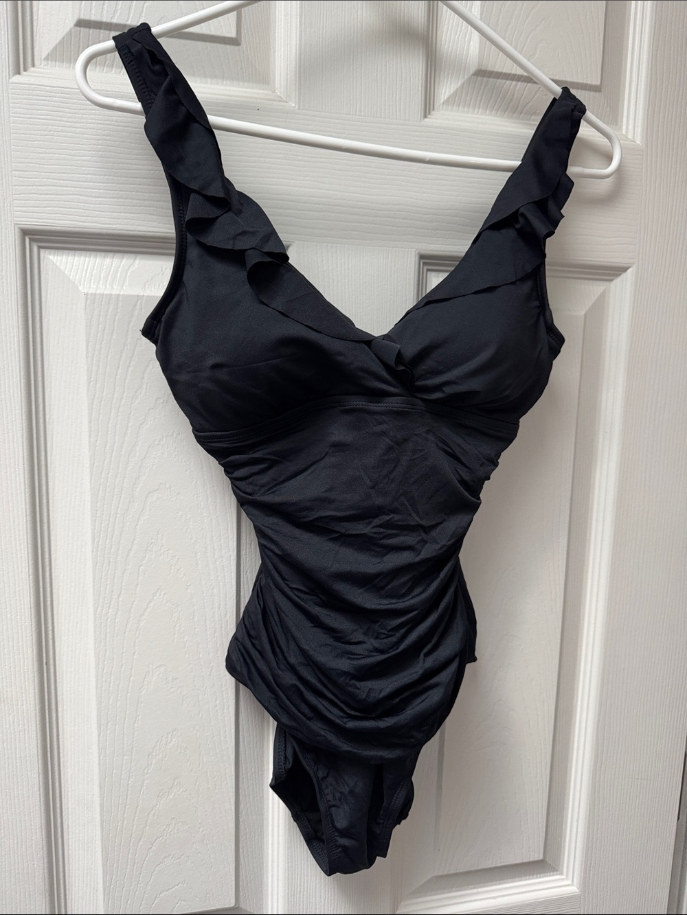 Ralph Lauren Black Ruffled One-Piece Swimsuit